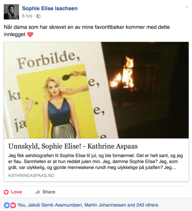 Takk fra Sophie Elise